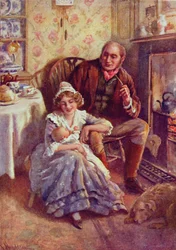 John és Dot Peerybingle, illusztráció a B.W. Matz által összeállított "Character Sketches from Dickens" című kötethez, 1924.